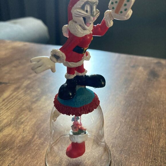 Warner Brothers Looney Tunes Glass Holiday Bell Bigs Bunny Christmas 1998 - Picture 2 of 5